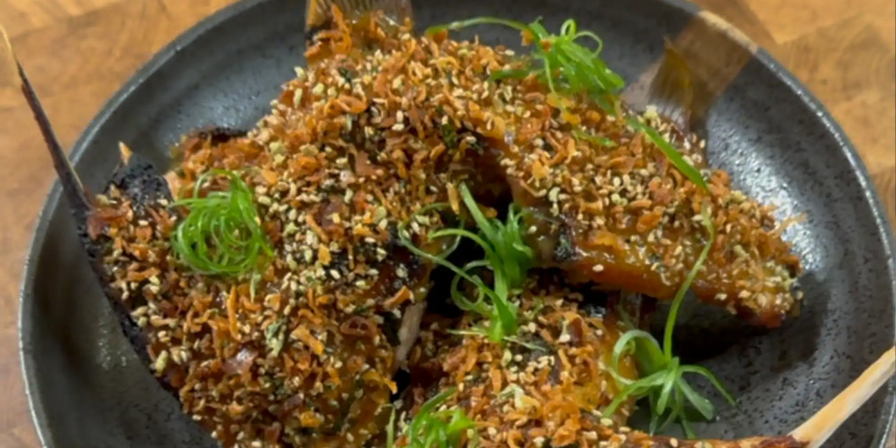 Hamachi Collar with Miso Glaze and Crispy Shallots Recipe