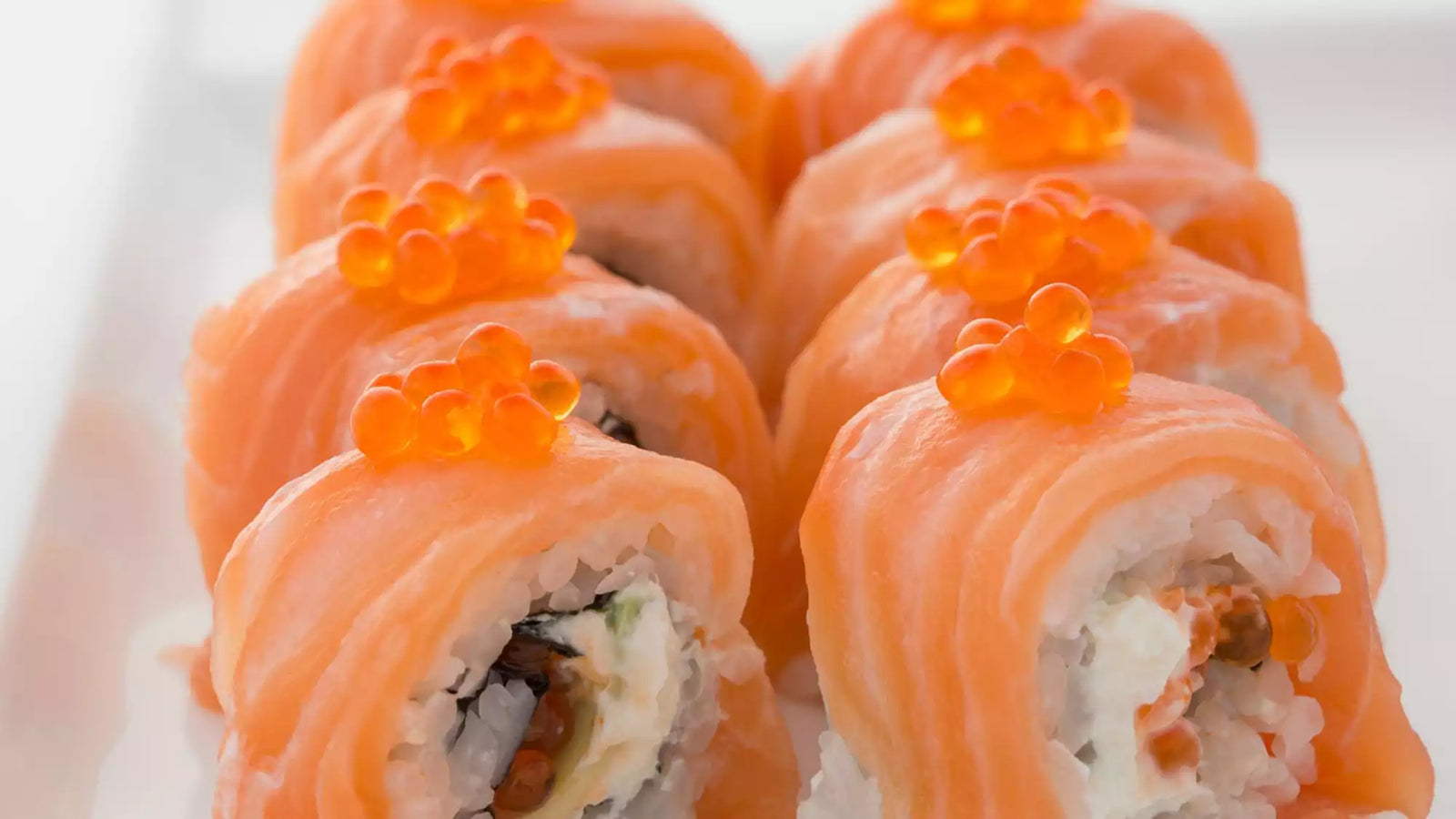 Sushi Set With Salmon, Tuna, Shrimp, Eel, Caviar, Soy Sauce