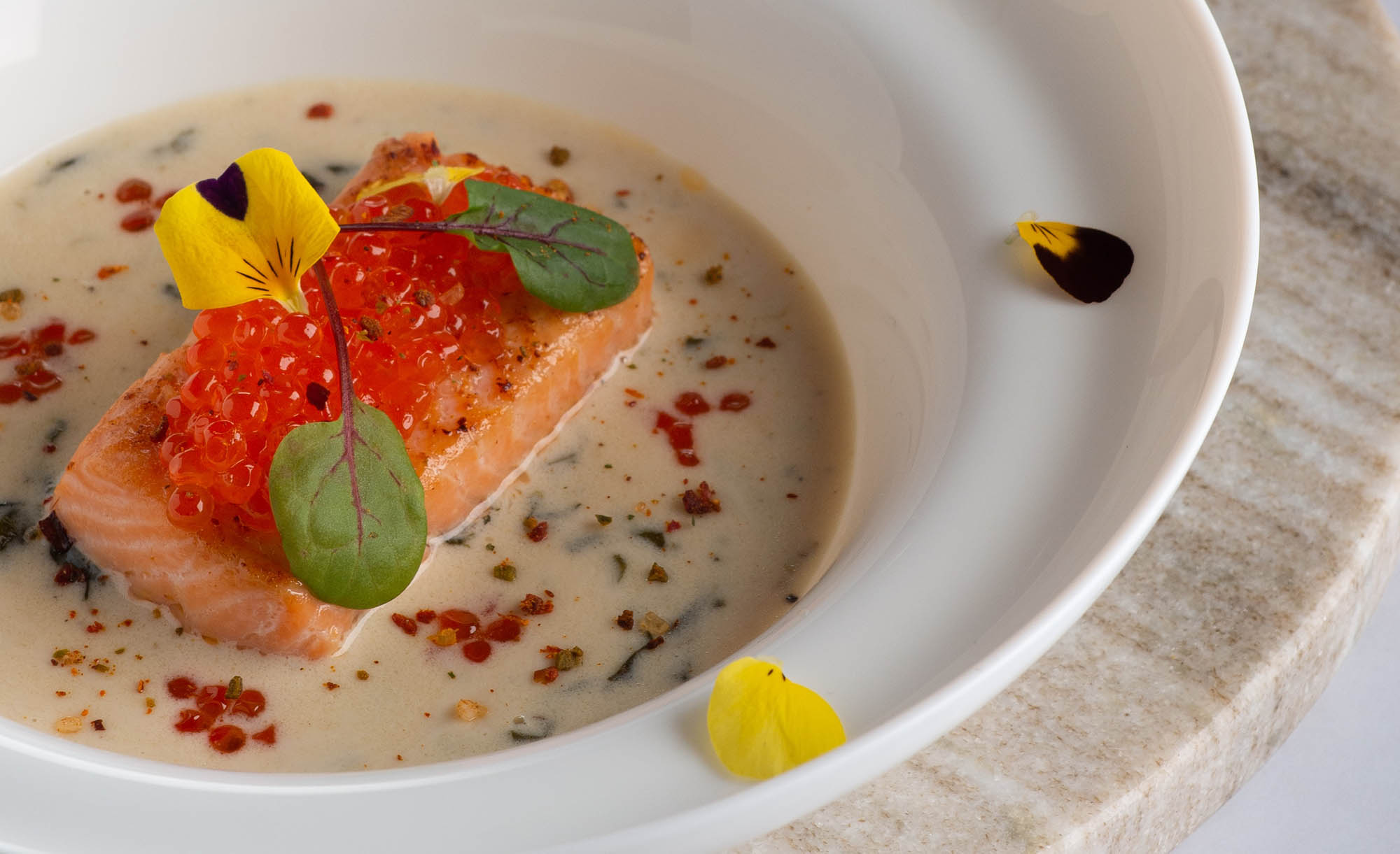 Smoked Salmon Caviar on Seared Ora King Salmon Filet Recipe - A Decadent Delight