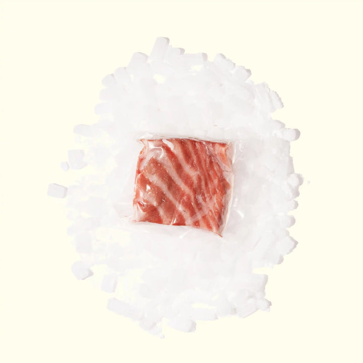 Bluefin Tuna Otoro saku block frozen on a bed of ice fatty pacific sustainable - order fresh seafood online sushi sashimi riviera seafood club