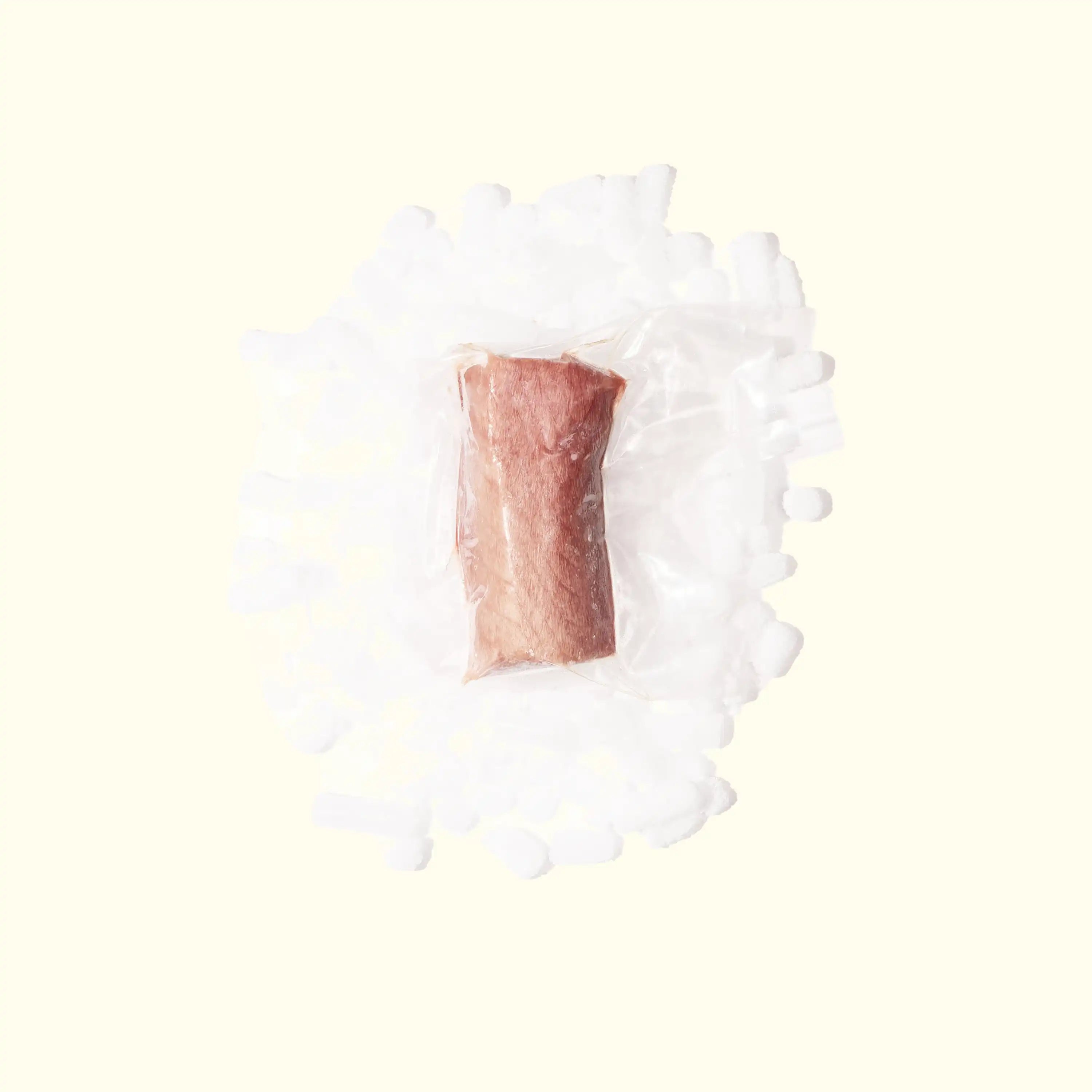Wild Bigeye Tuna - overhead photo frozen in package on a bed of ice - big eye order fresh seafood online buy sushi sashimi grade fish home delivery riviera seafood club